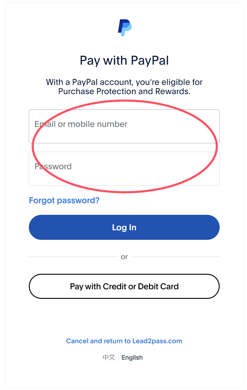 Pay via PayPal Account